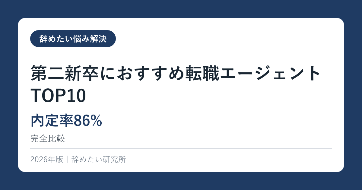 第二新卒におすすめ転職エージェントTOP10【内定率86%】2026年完全比較
